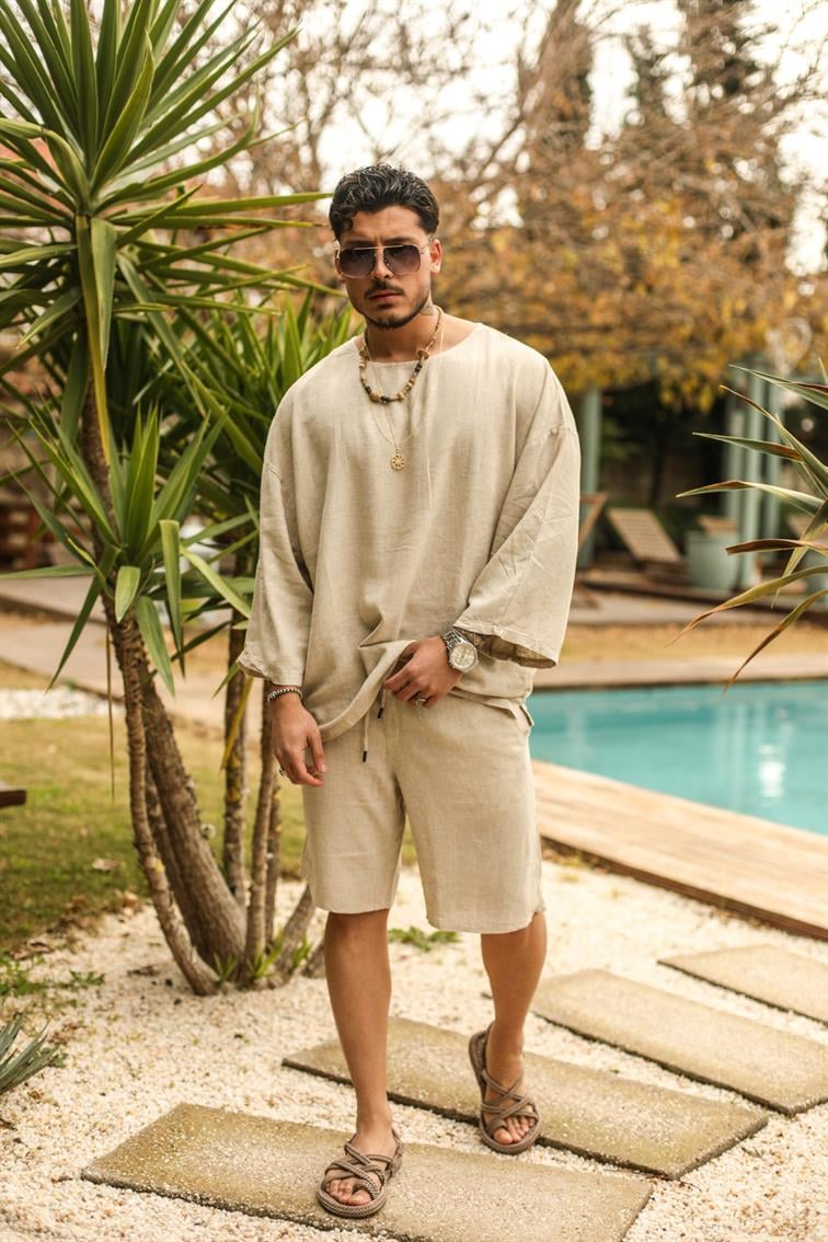 Fakir Kol Oversize T-shirt Bej
