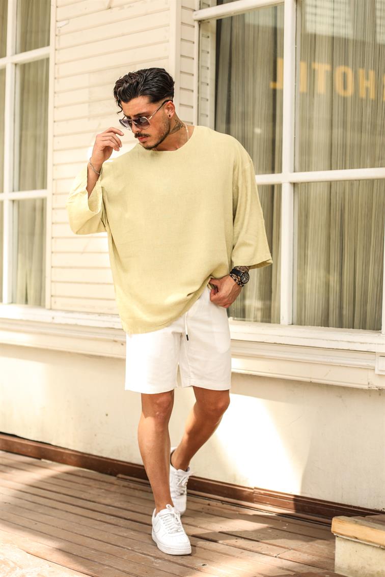 Fakir Kol Oversize T-shirt Fıstık Yeşili
