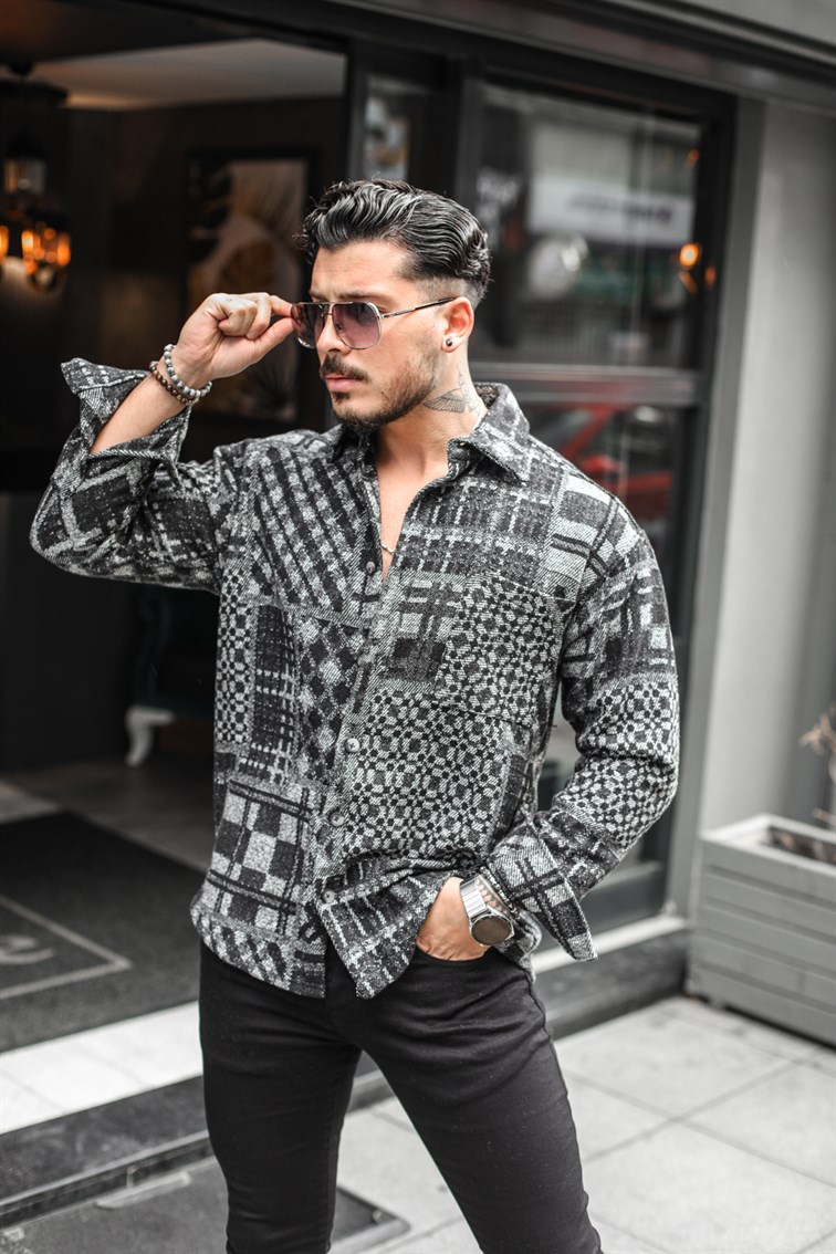 Farklı Desenli Oduncu Oversize Gömlek