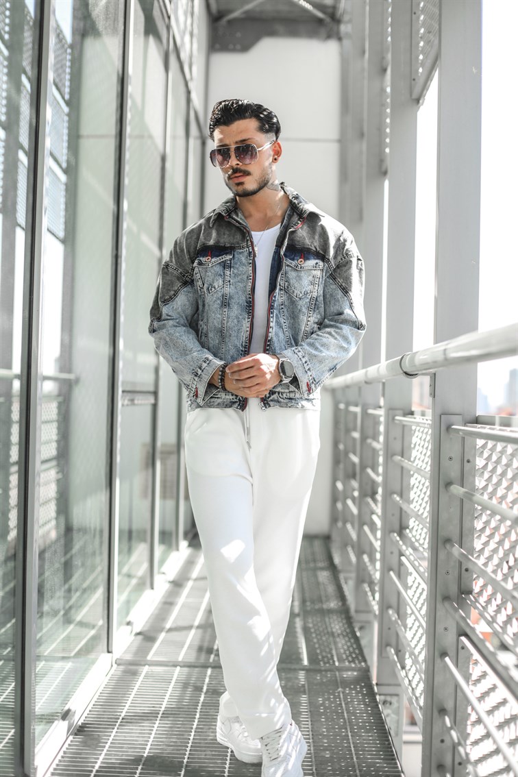 Fermuarlı Çift Renk Oversize Ceket