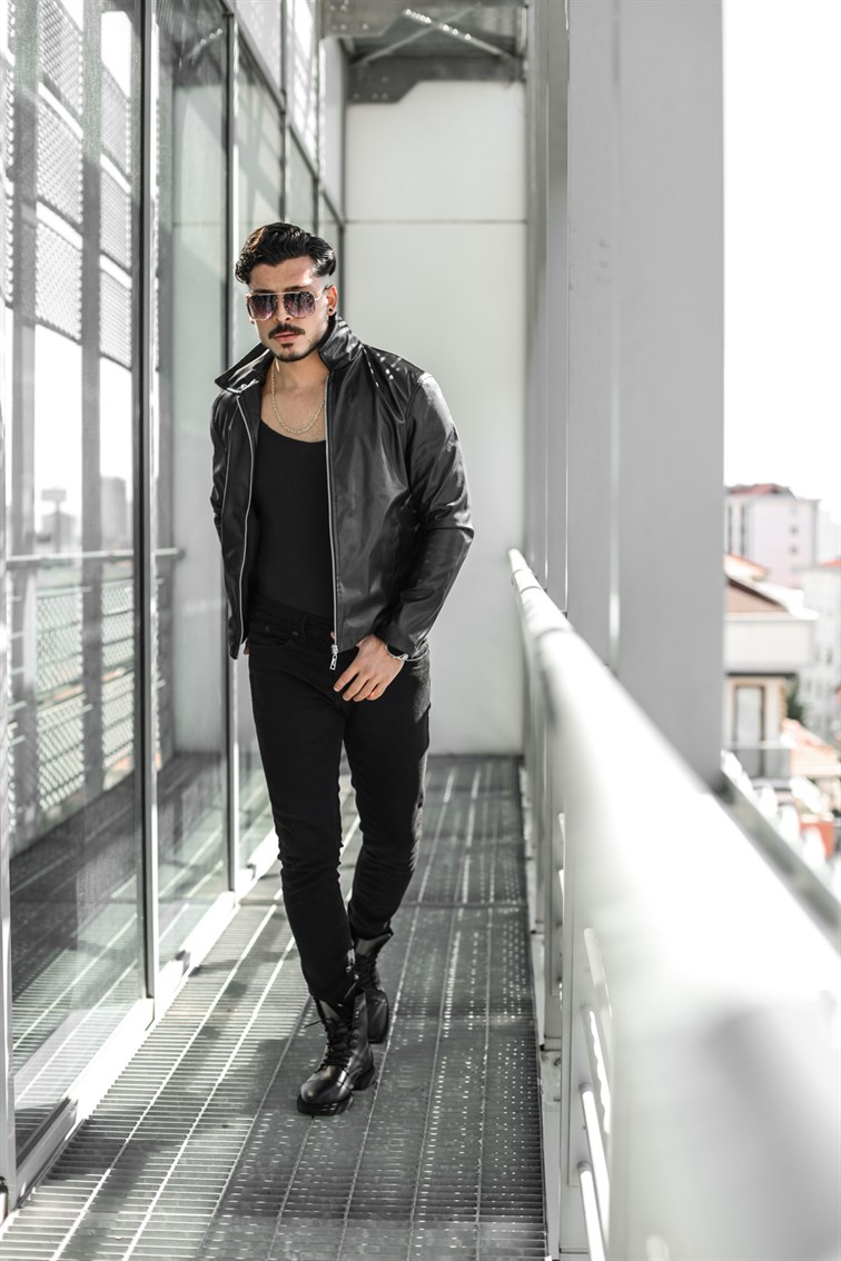 Fermuarlı Fit Deri Ceket