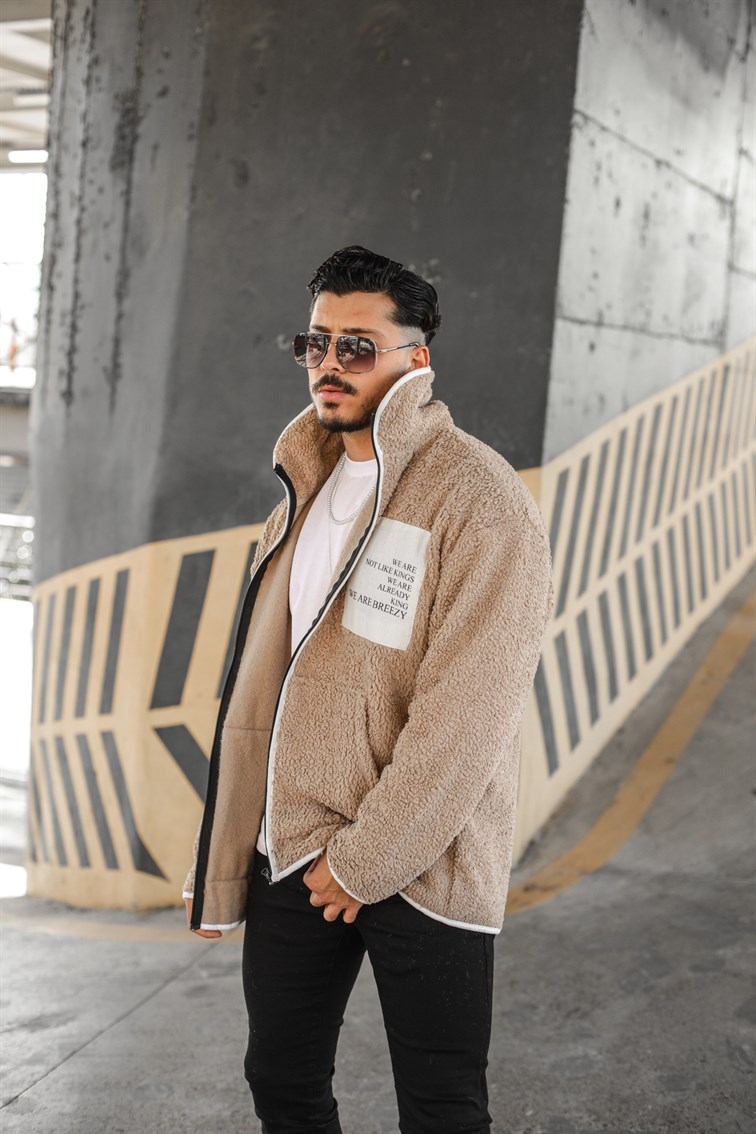 Fermuarlı Oversize Peluş Hırka