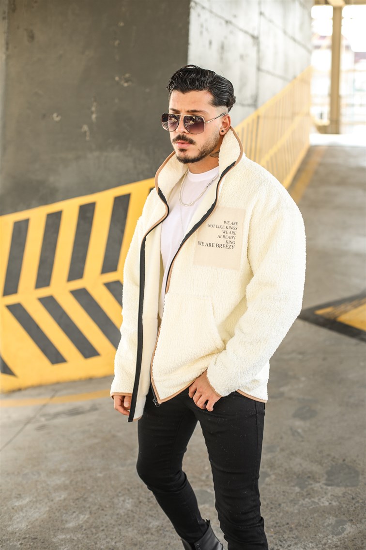 Fermuarlı Oversize Peluş Hırka