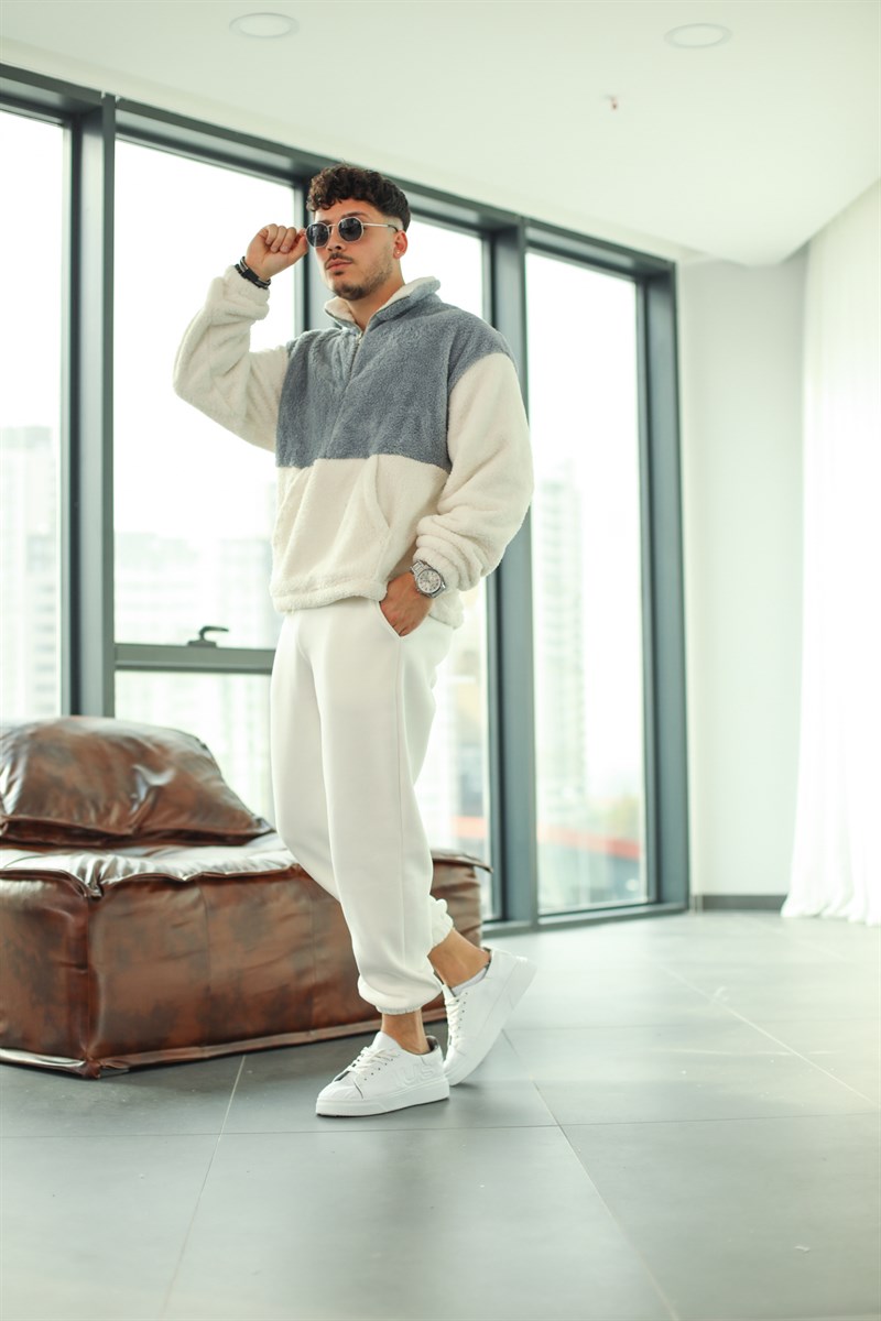 Fermuarlı Peluş Sweatshirt