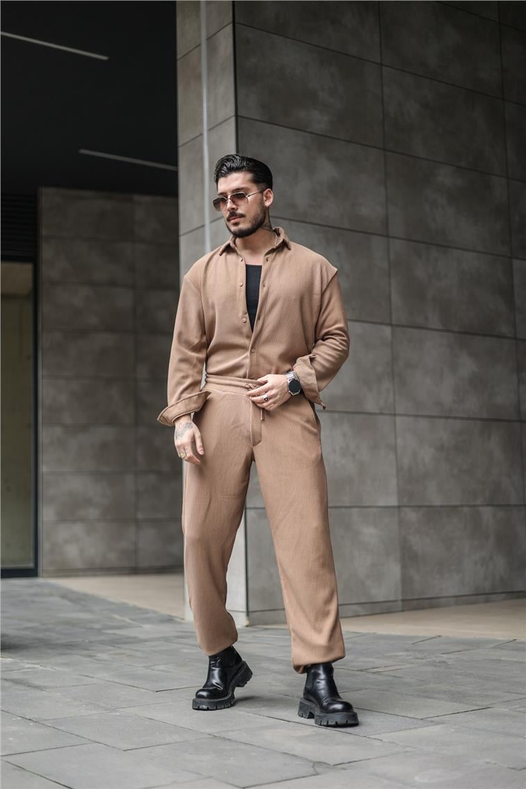 Fitilli Baggy Eşofman Camel