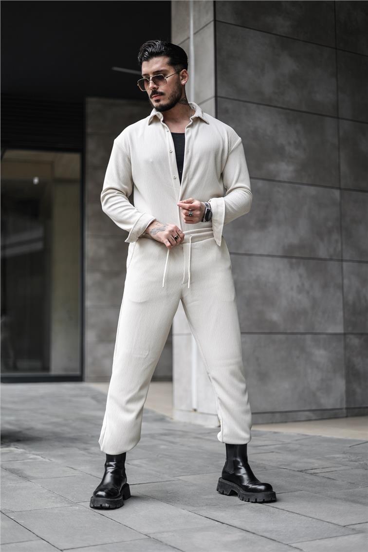 Fitilli Baggy Eşofman Krem