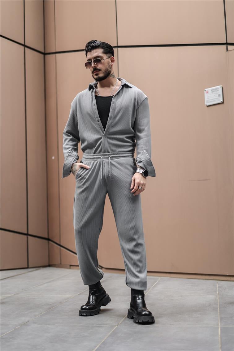 Fitilli Baggy Eşofman Kurşun