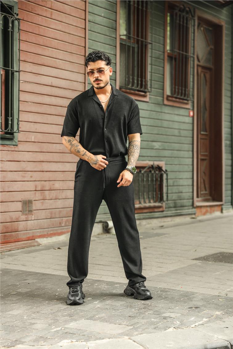 Fitilli Baggy Eşofman Siyah