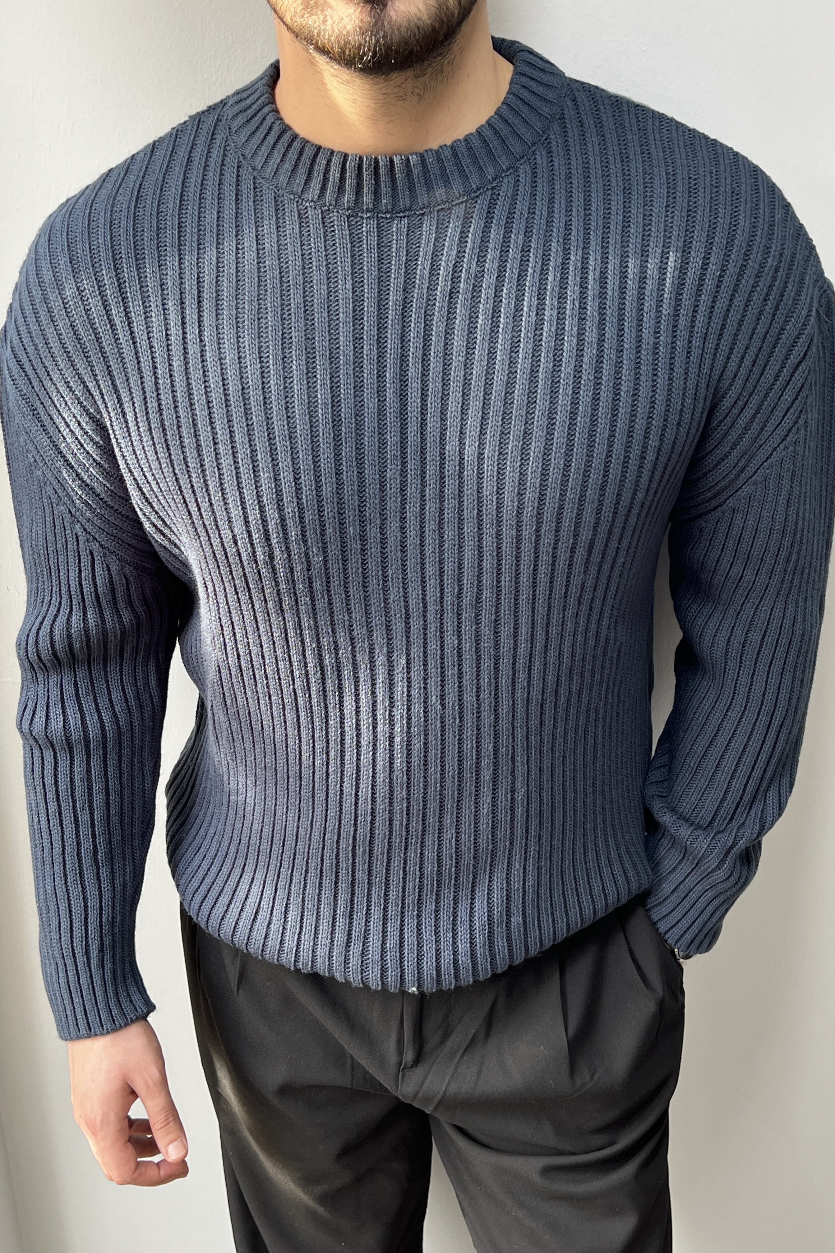 Fitilli Basic Kazak İndigo