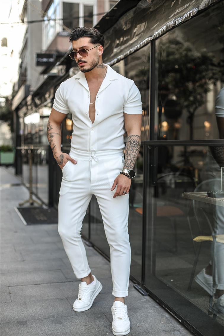 Fitilli Detay Basic Pantolon Beyaz