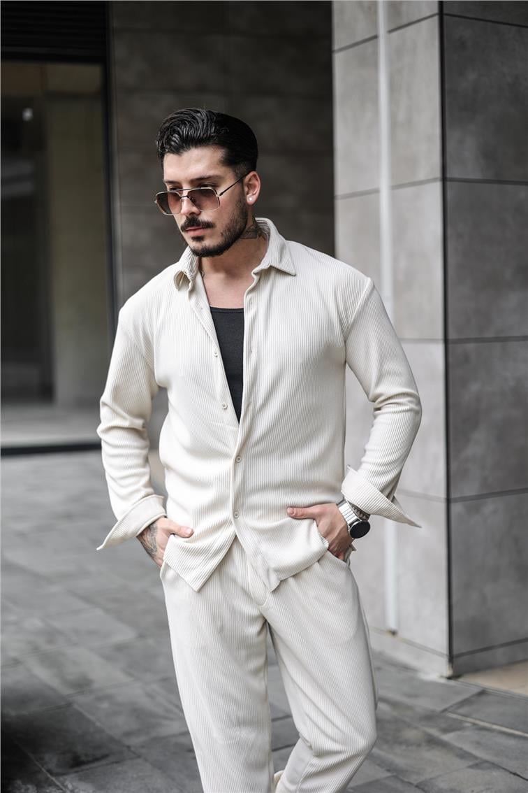 Fitilli Oversize Gömlek Krem