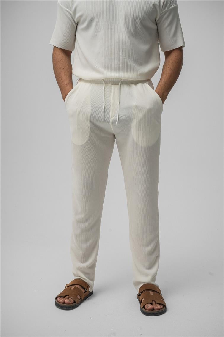 Fitilli Pantolon Beyaz