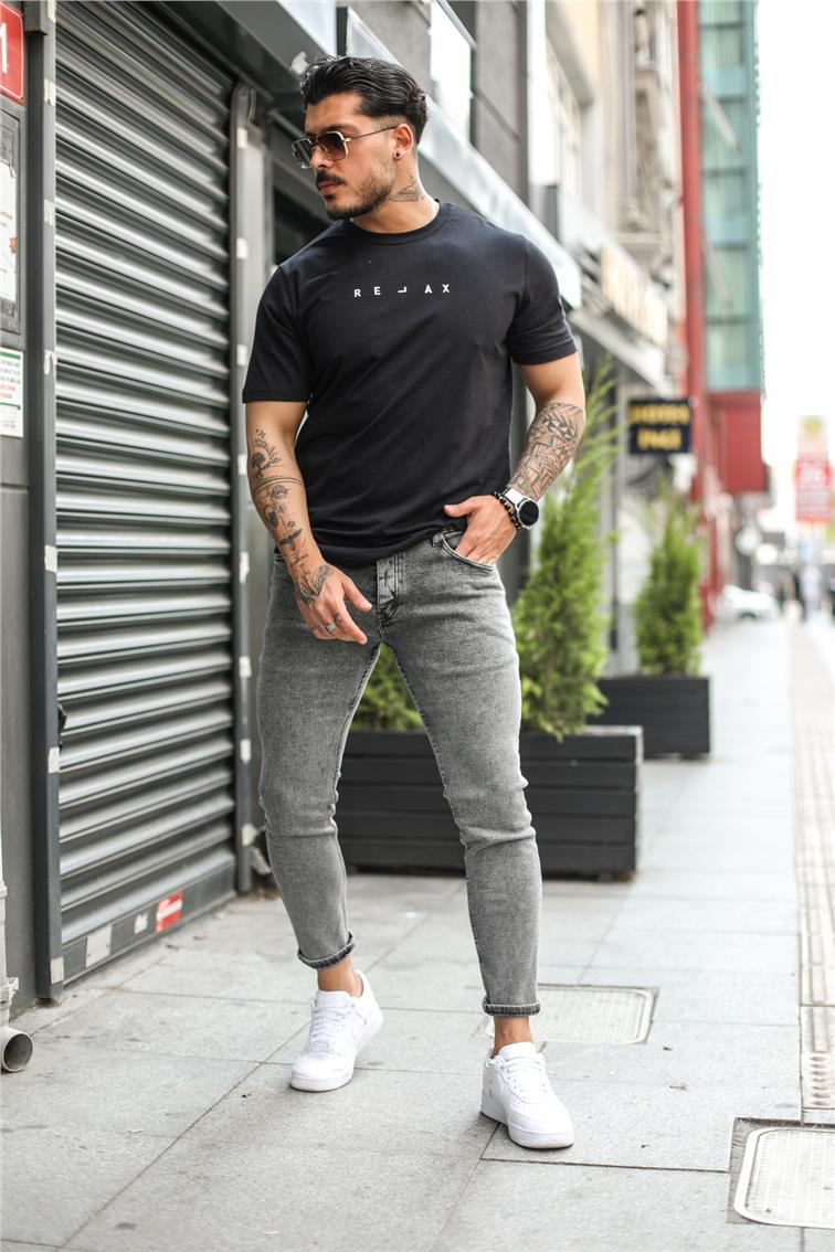 Flexible Yıkamalı Skinny Jean Yıkamalı Gri
