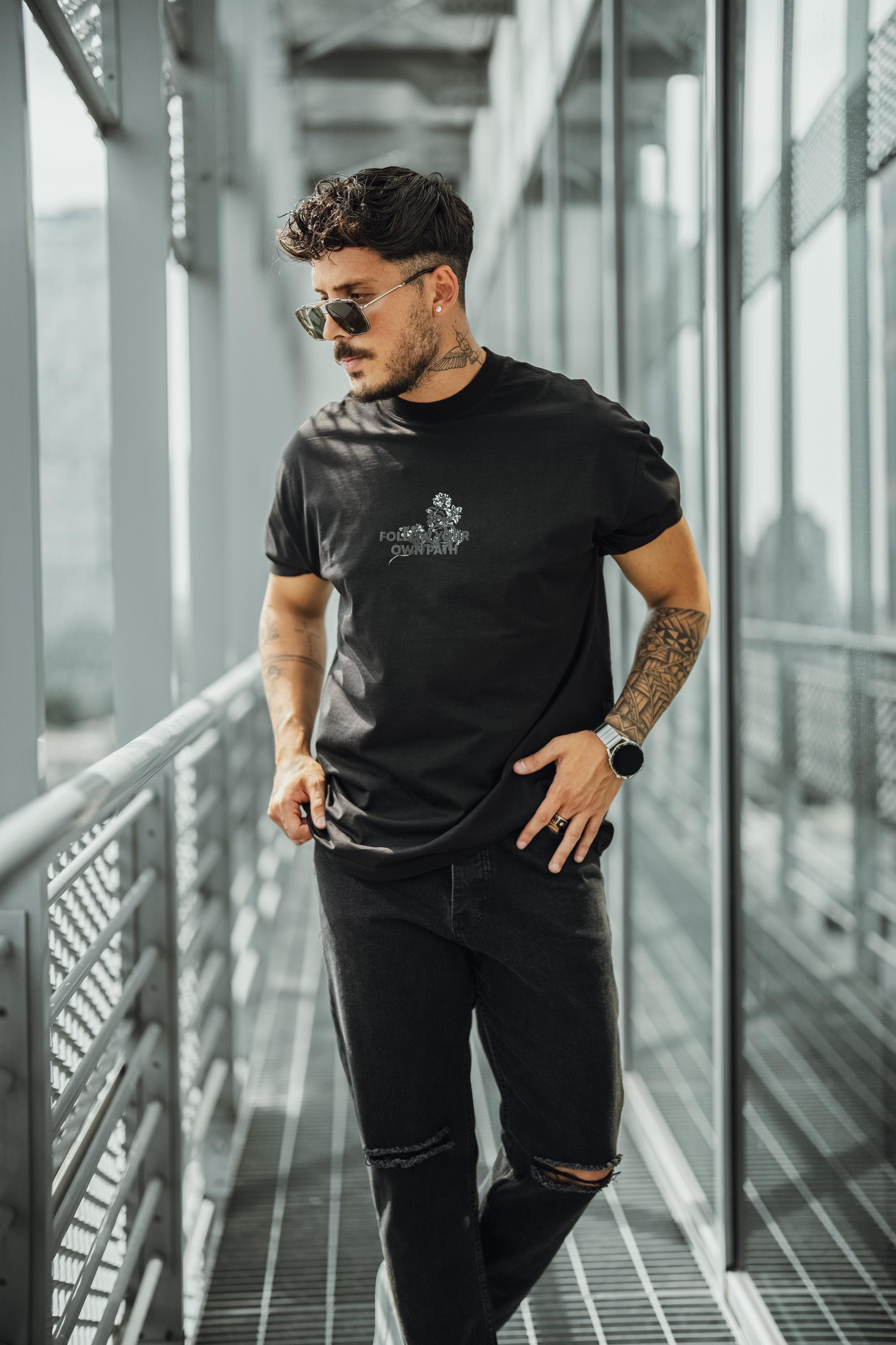 Follow Your Own Path Oversize T-Shirt Siyah