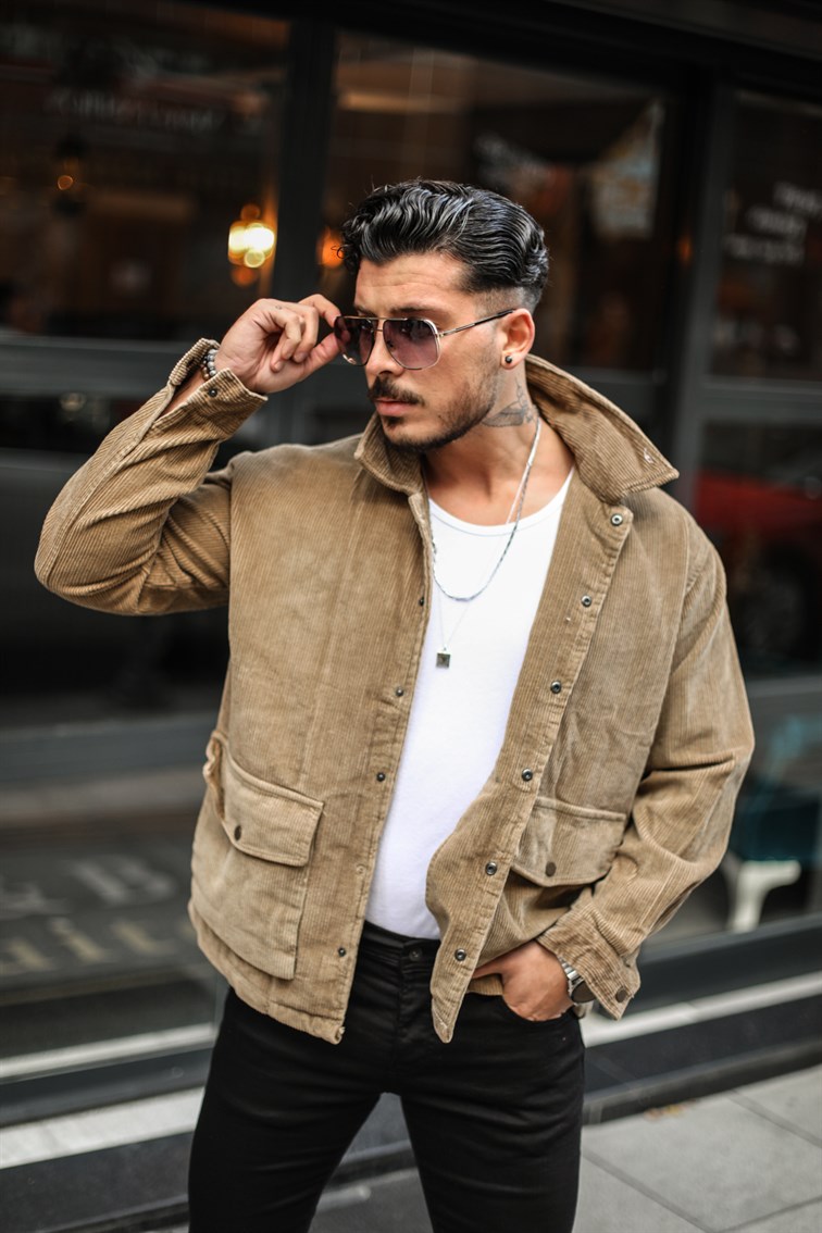 Fonksiyonlu Cepli Fitilli Ceket / Mont
