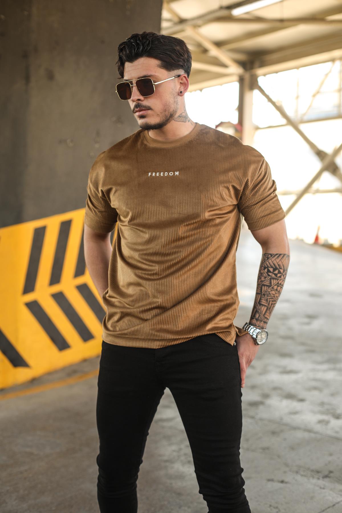 FREEDOM Oversize T-Shirt Kahve