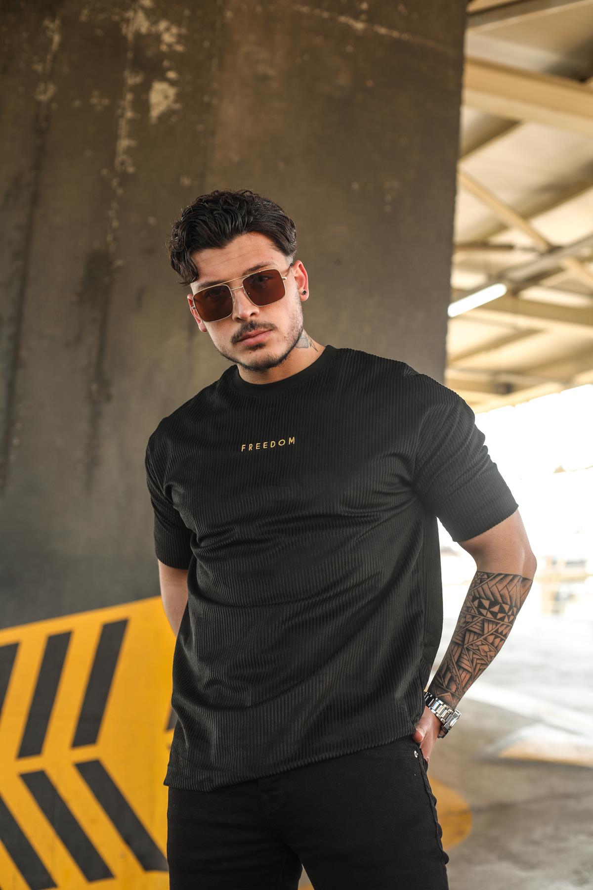 FREEDOM Oversize T-Shirt Siyah