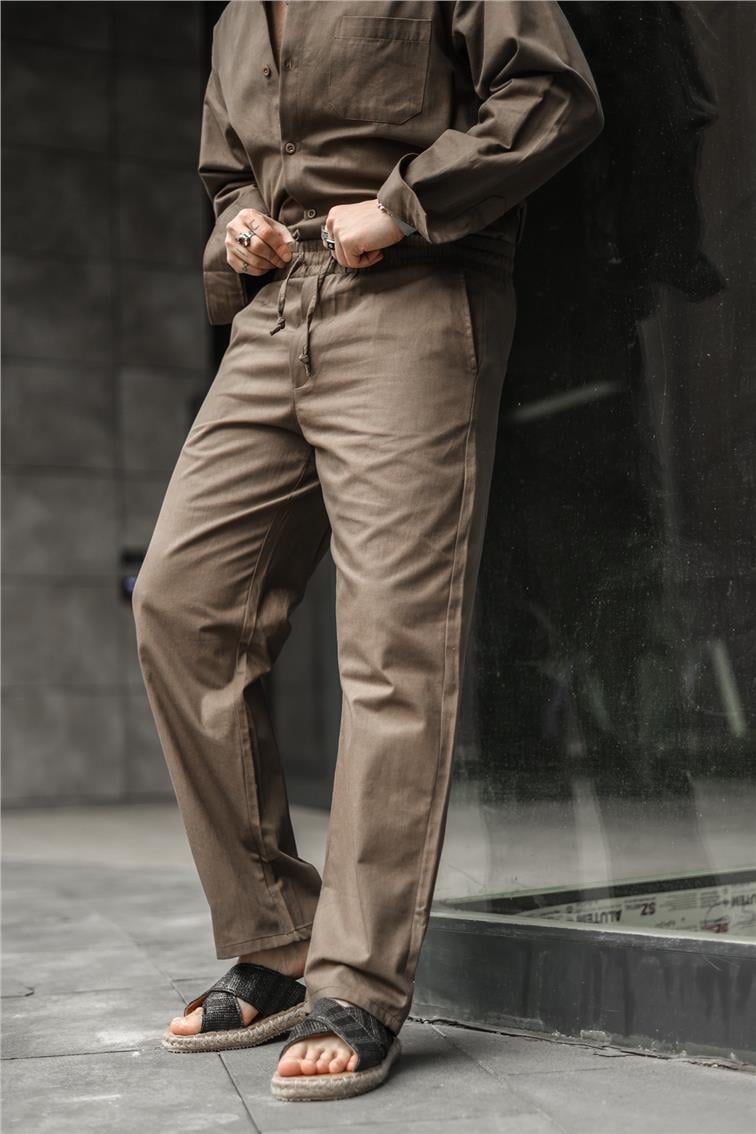 Gabardin Baggy Pantolon Kahve