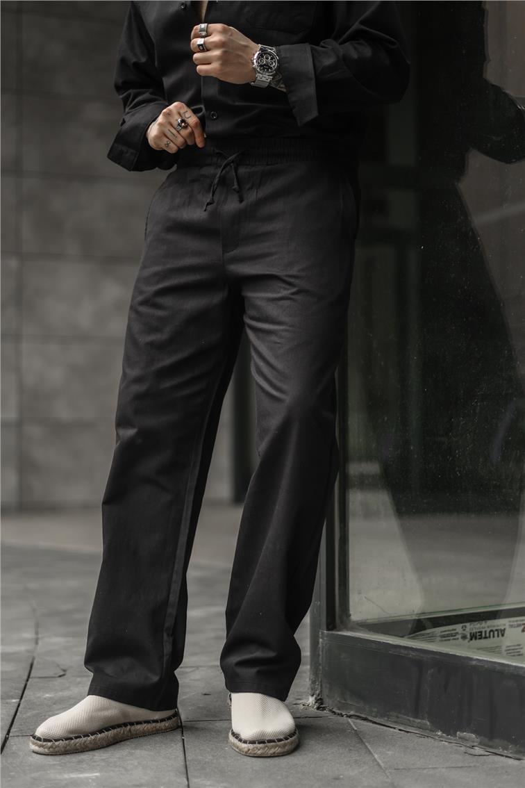 Gabardin Baggy Pantolon Siyah