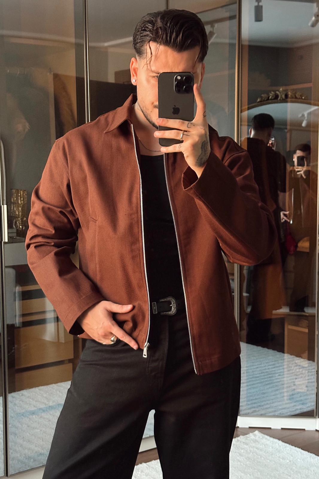 Gabardin Kot Ceket Kahve