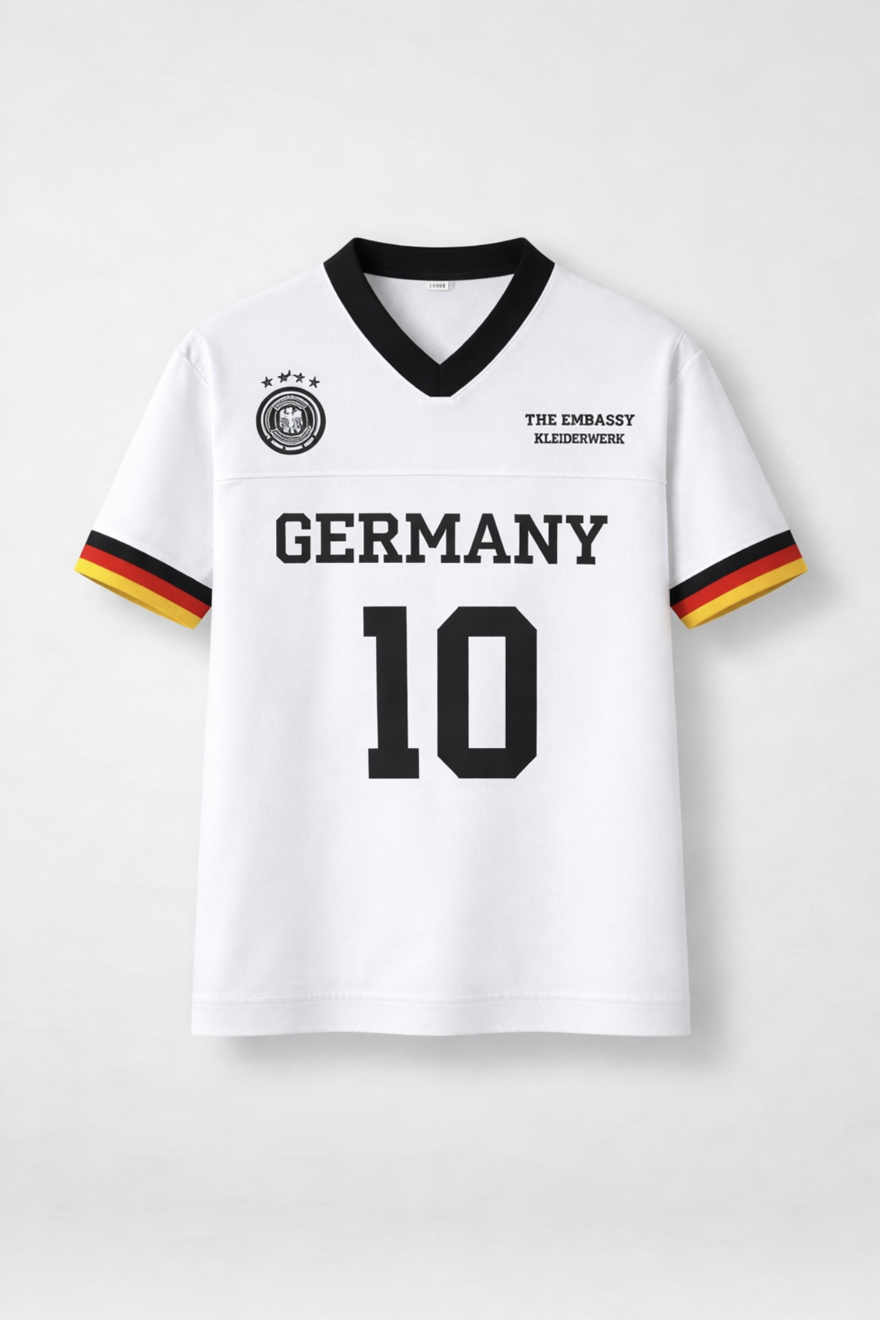 Germany Nakışlı Oversize Triko Tshirt Beyaz