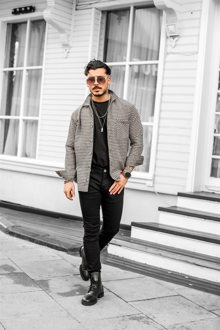 Gizli Desenli Oversize Gömlek