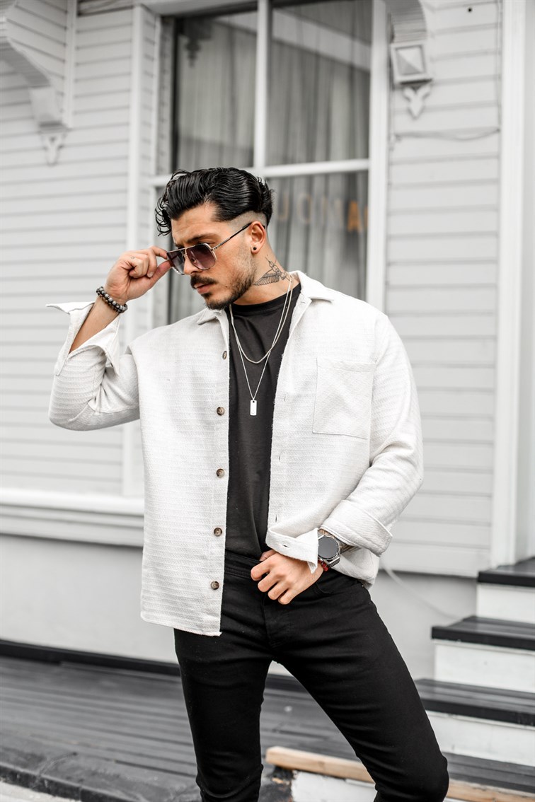 Gizli Desenli Oversize Gömlek