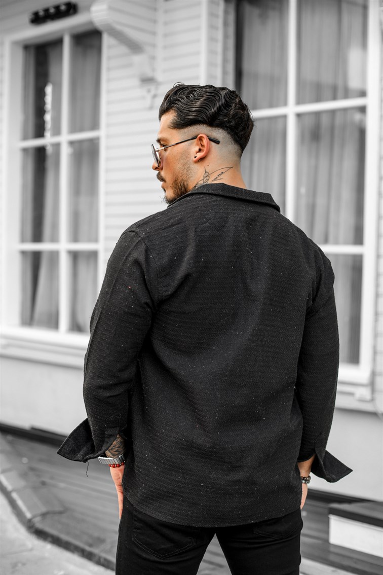 Gizli Desenli Oversize Gömlek