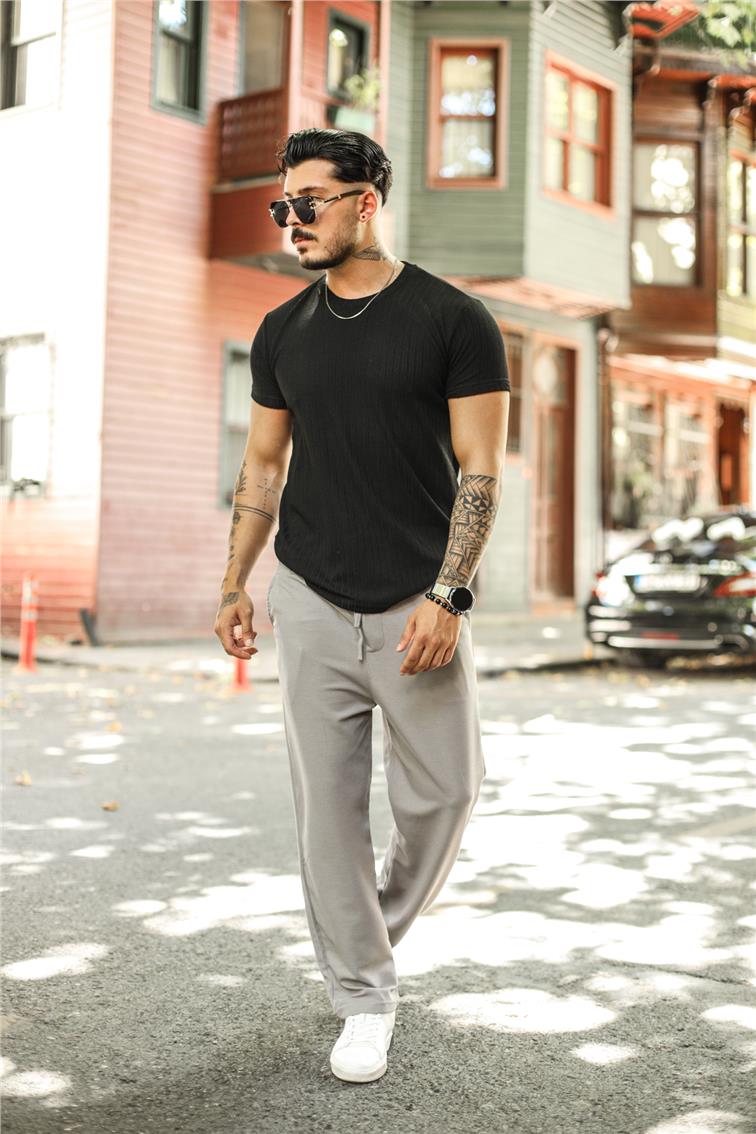 Gofreli Baggy Pantolon Kurşun