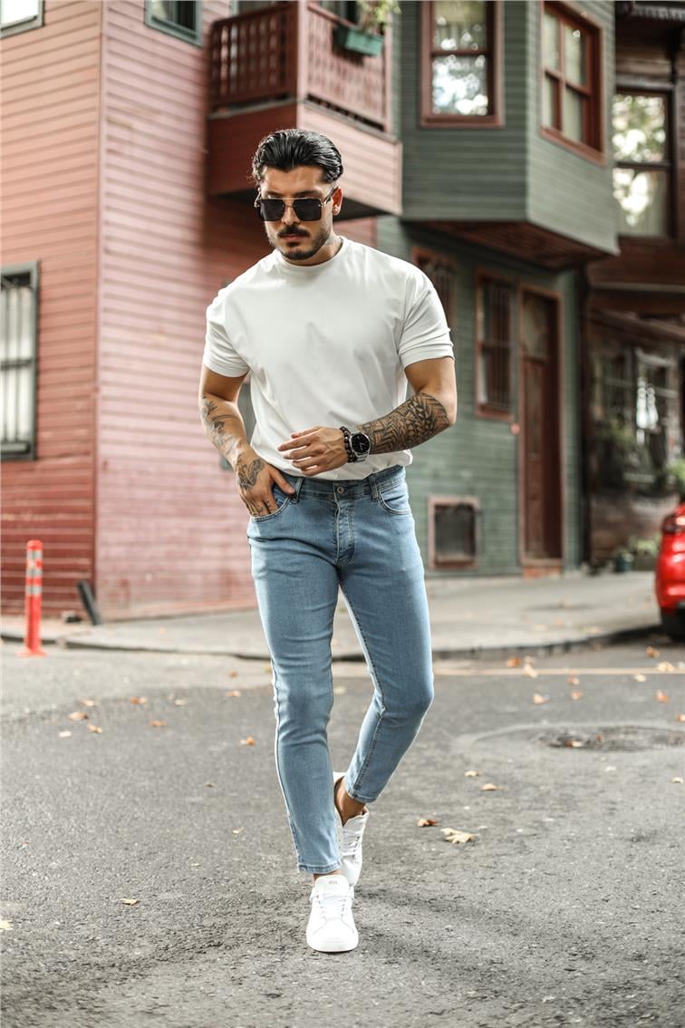 Grinding Skinny Jean Yıkamalı Açık Mavi