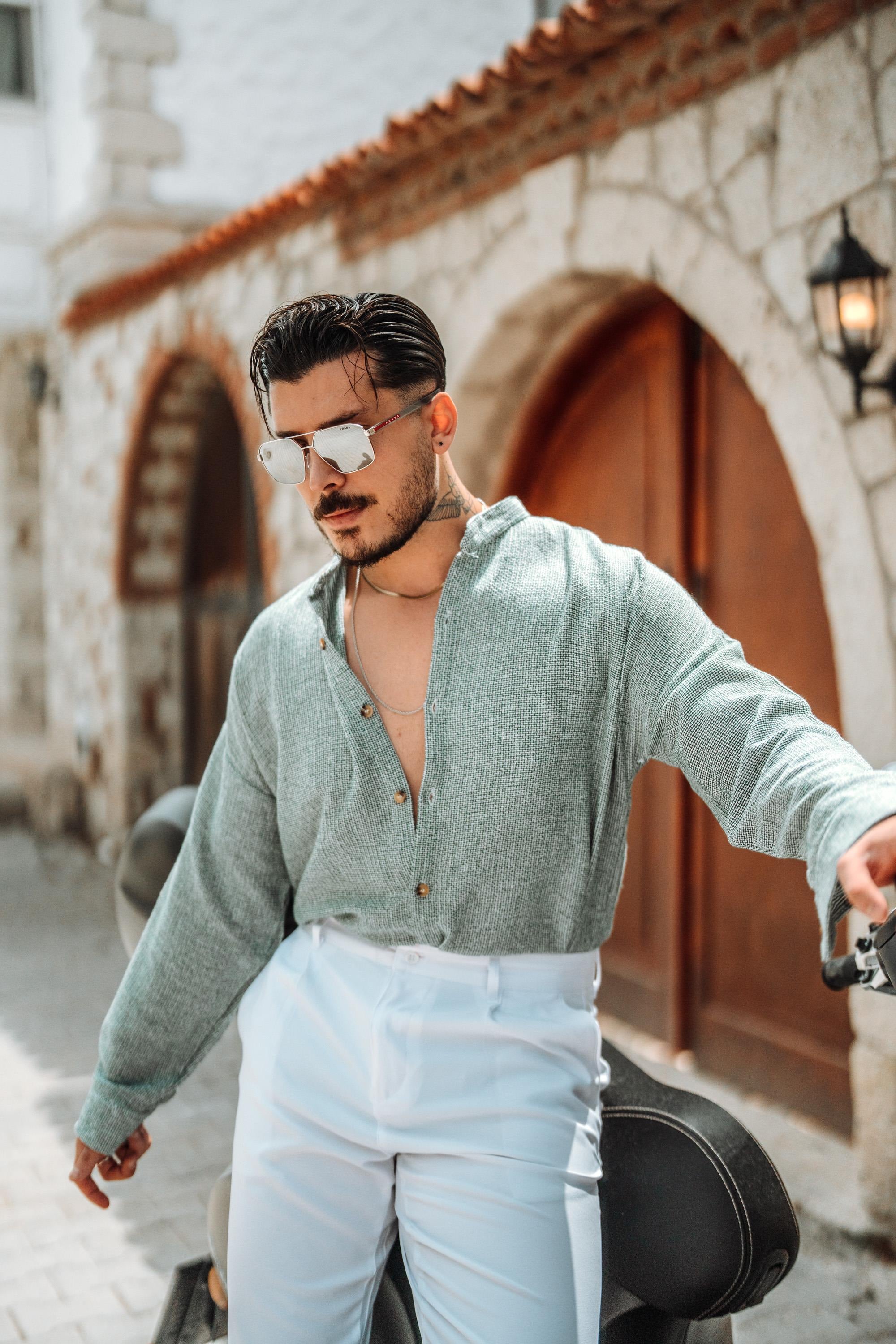 Hakim Yaka Oversize Gömlek Yeşil