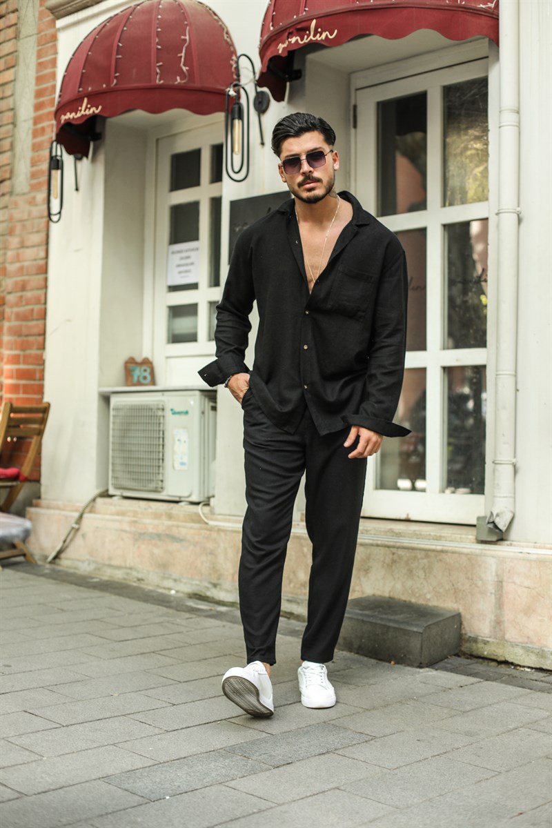 Ham Keten Cepli Oversize Gömlek