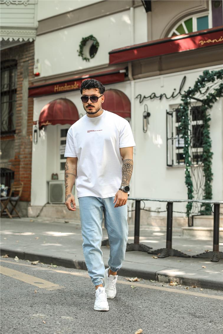IN THE SHAPES LAB Oversize T-Shirt Beyaz