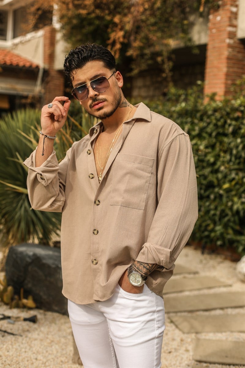 İnce Keten Oversize Gömlek