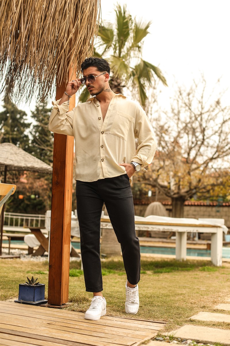 İnce Keten Oversize Gömlek