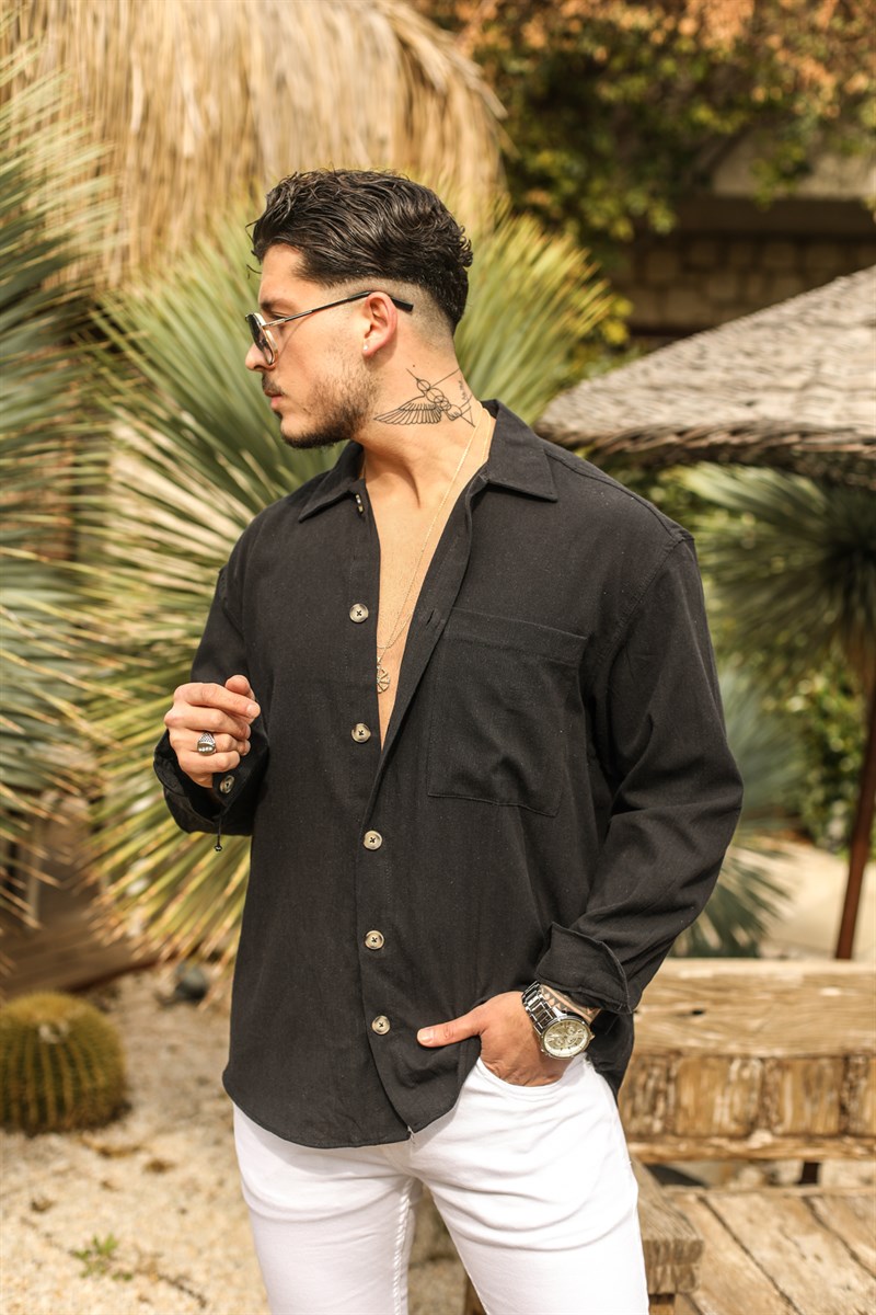 İnce Keten Oversize Gömlek