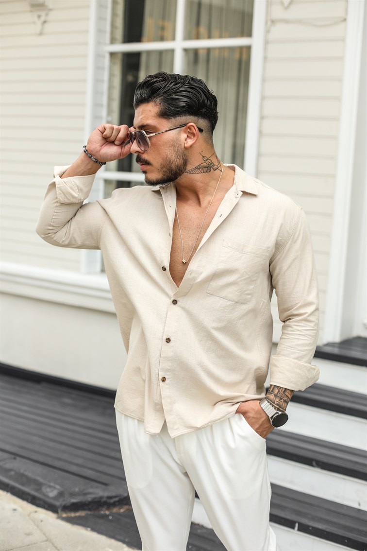İnce Tek Cepli Oversize Gömlek