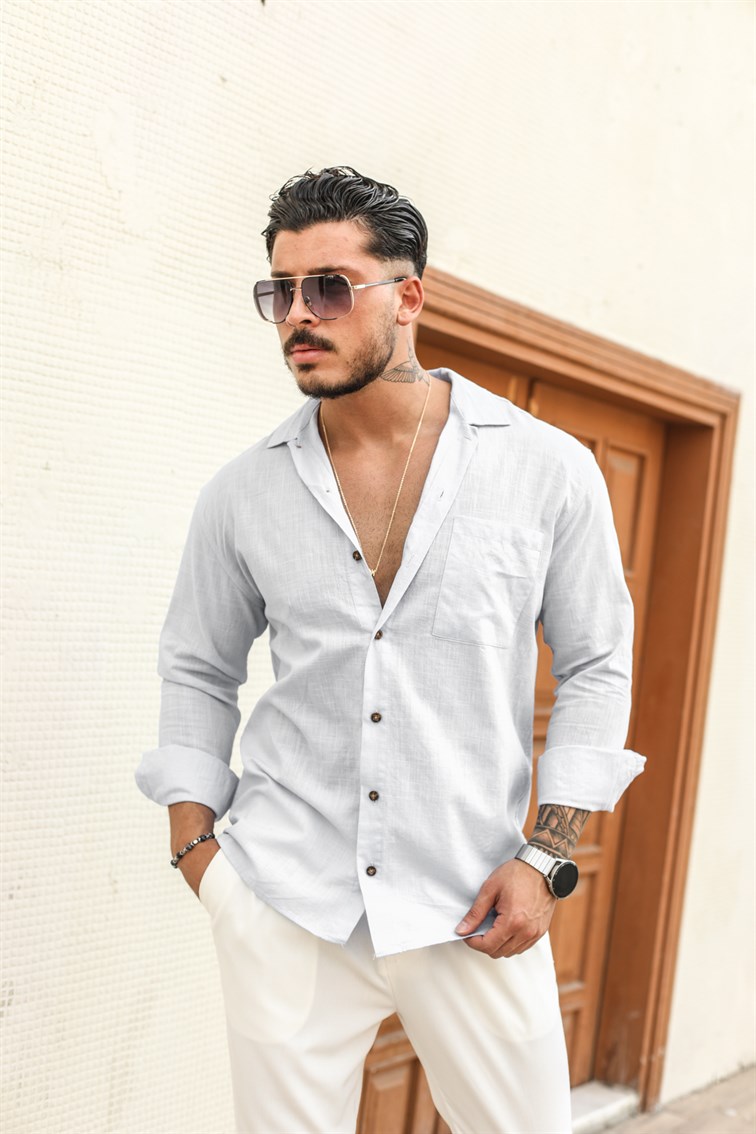 İnce Tek Cepli Oversize Gömlek