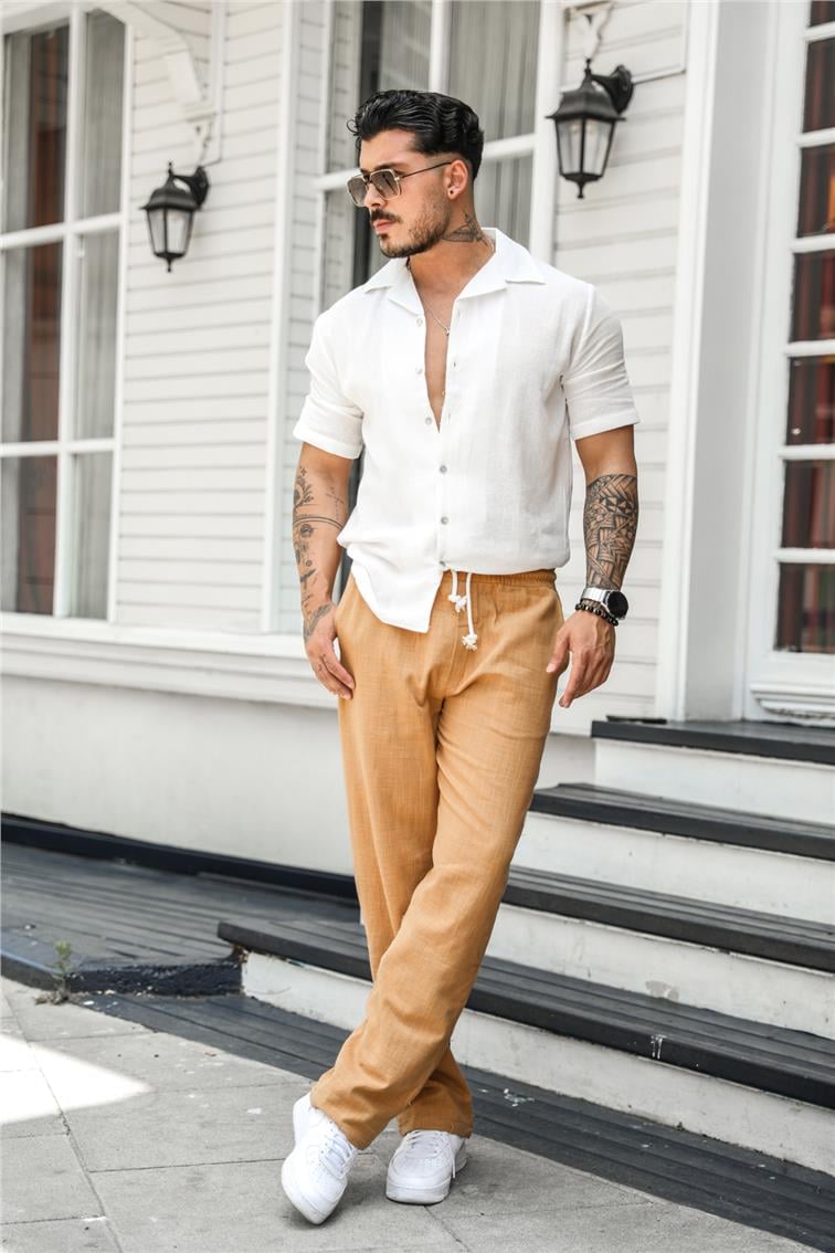 İp Detaylı Baggy Pantolon Camel