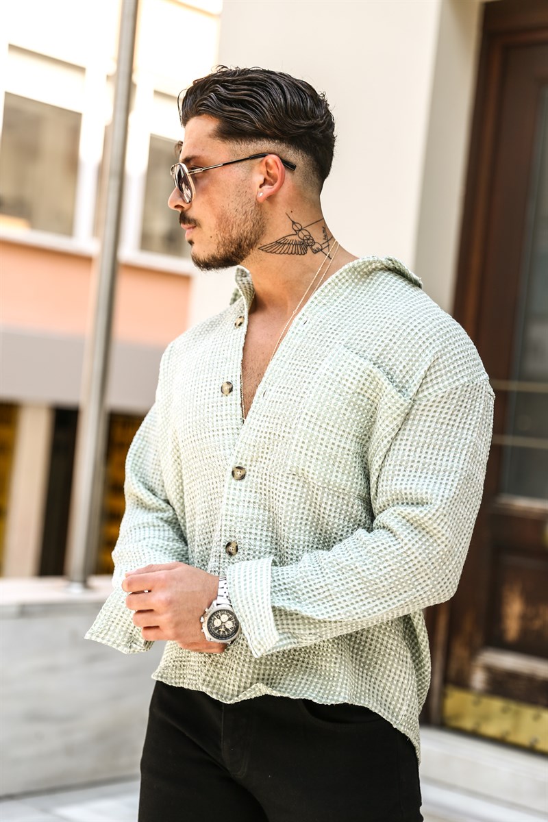 Kabartmalı Pamuklu Oversize Gömlek