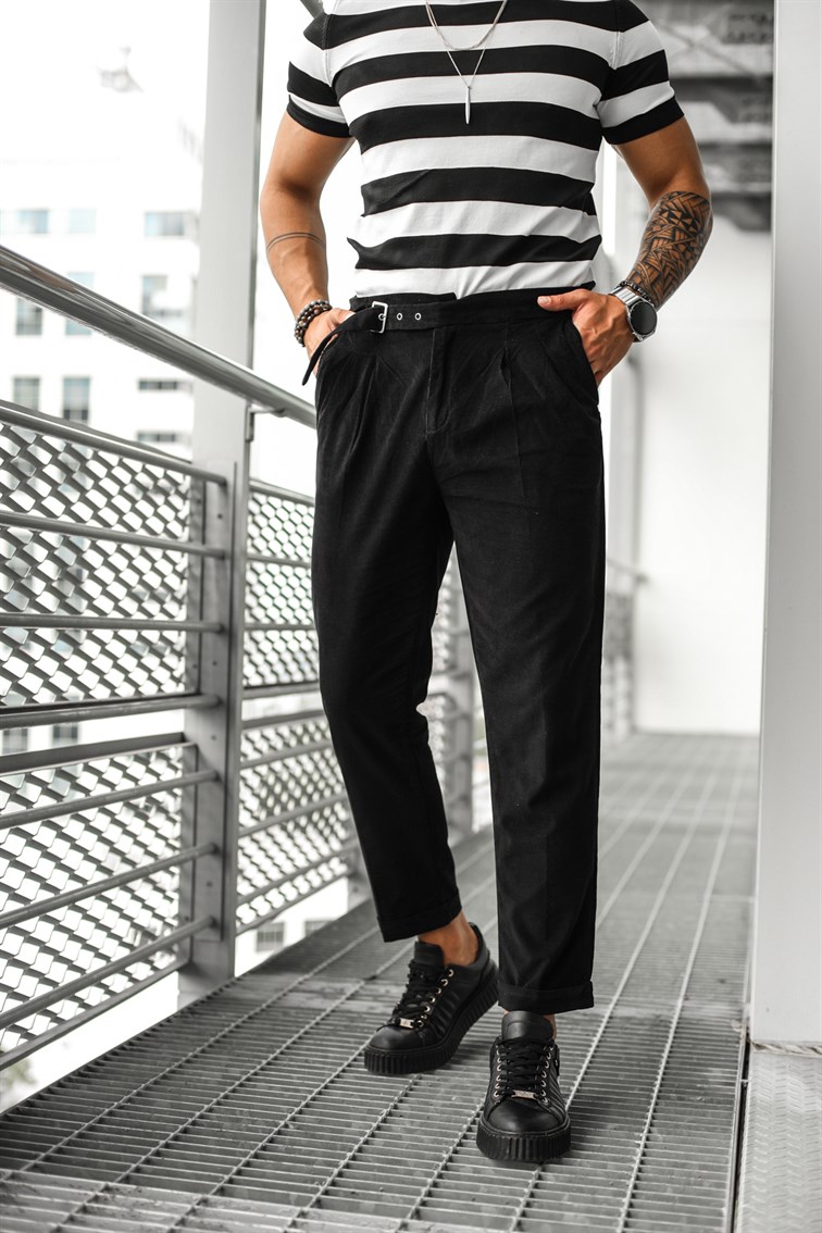 Kadife Kemerli Pantolon Siyah · 3