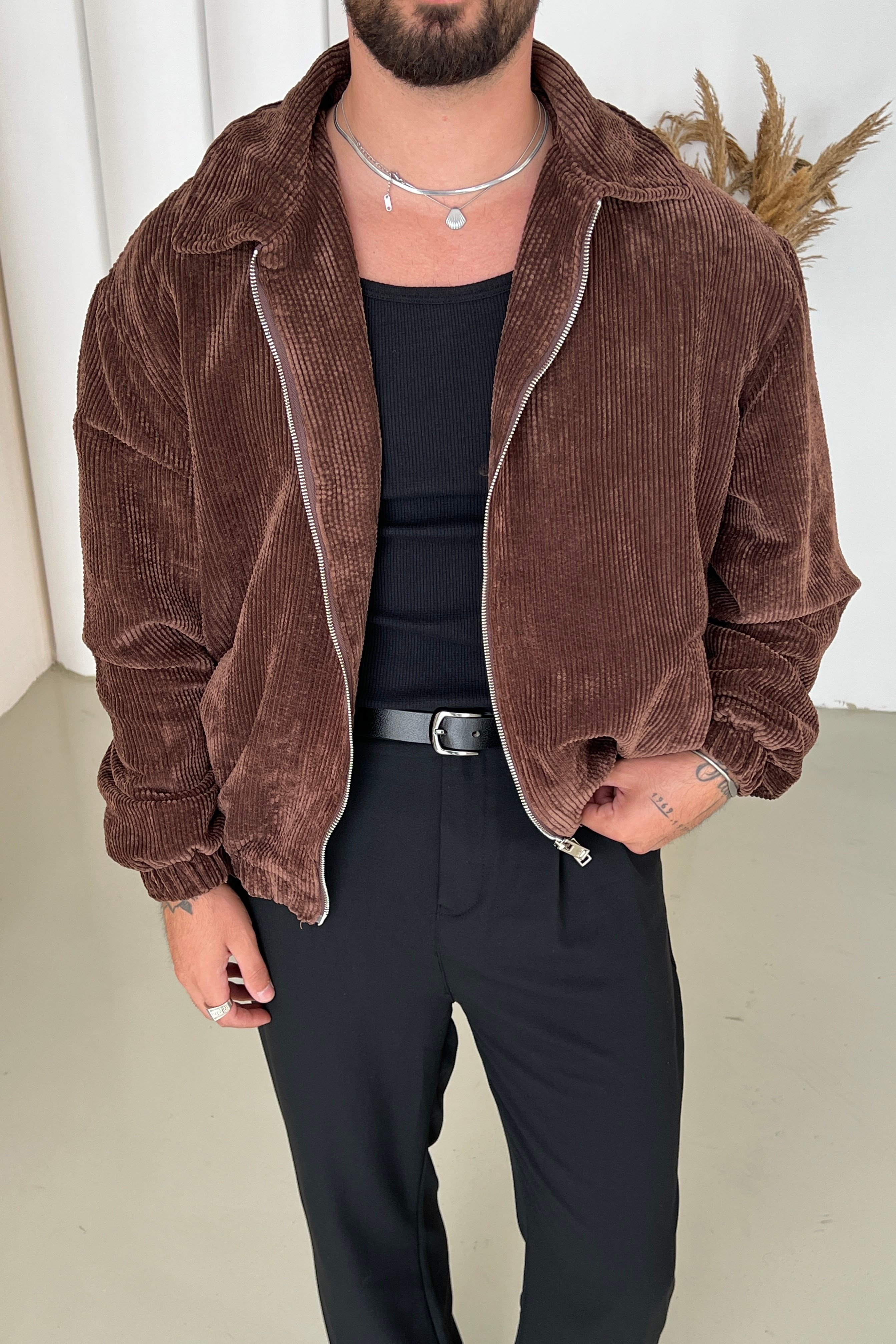 Kadife Oversize Ceket Kahve