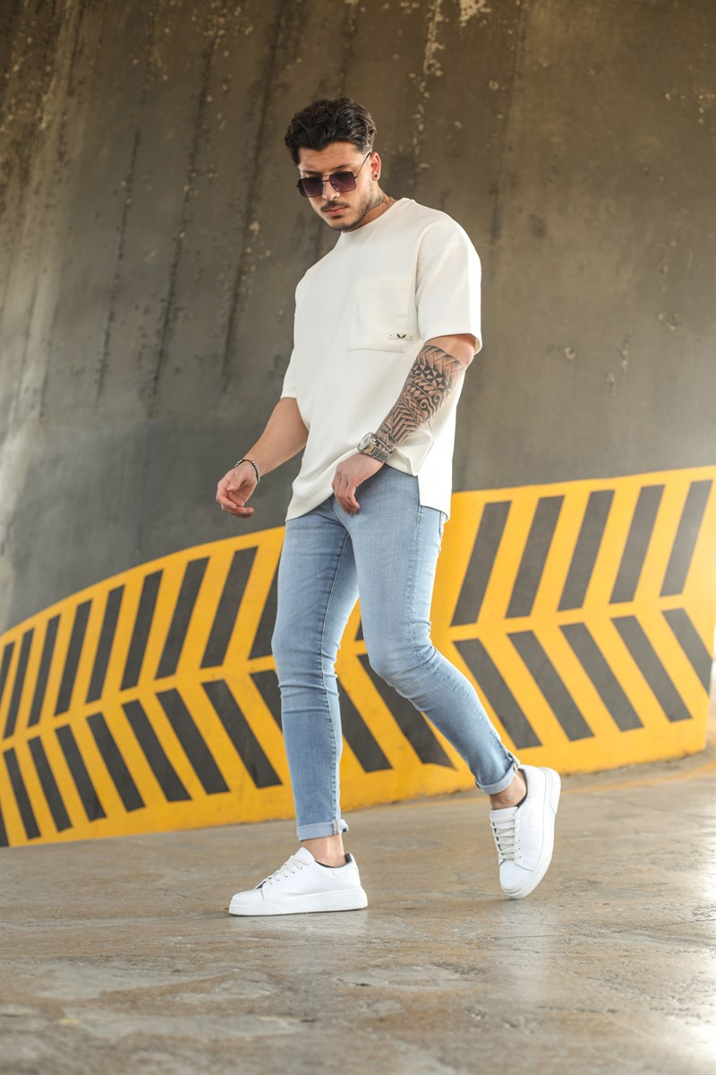 Kalın Ceplı Jakarlı Oversize T-Shirt