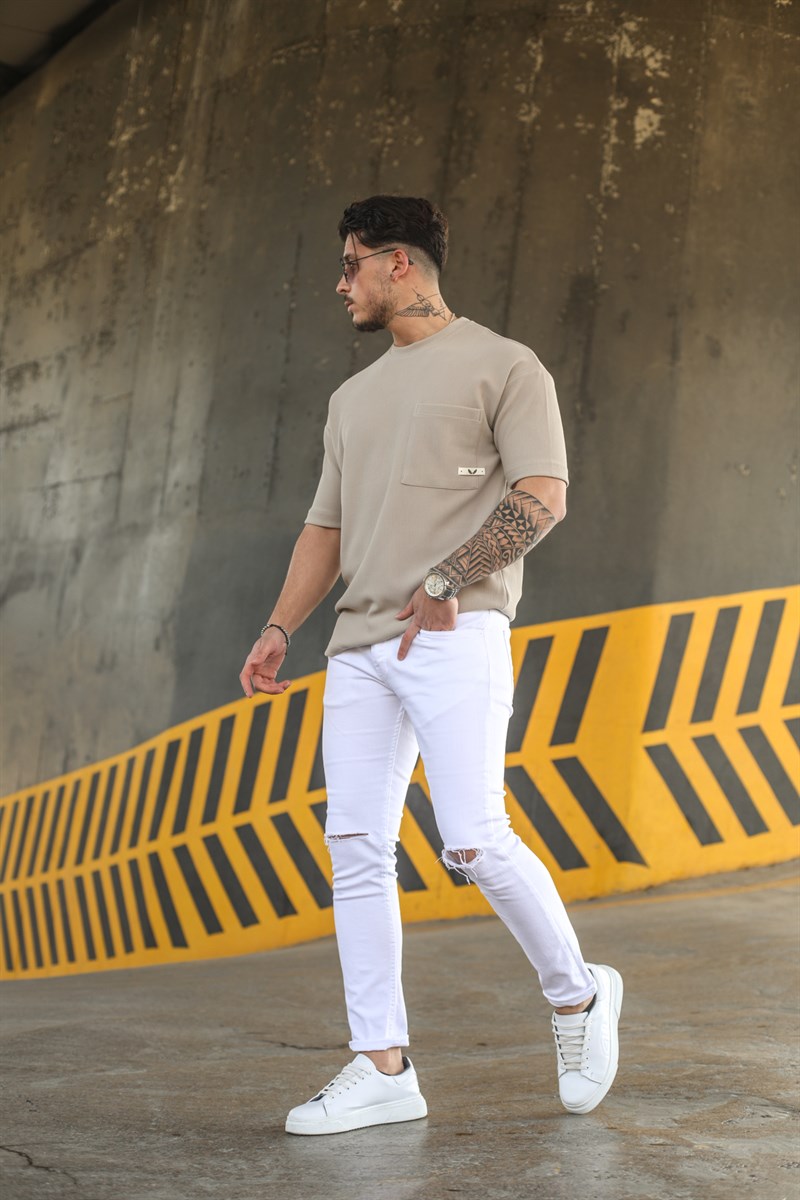 Kalın Ceplı Jakarlı Oversize T-Shirt