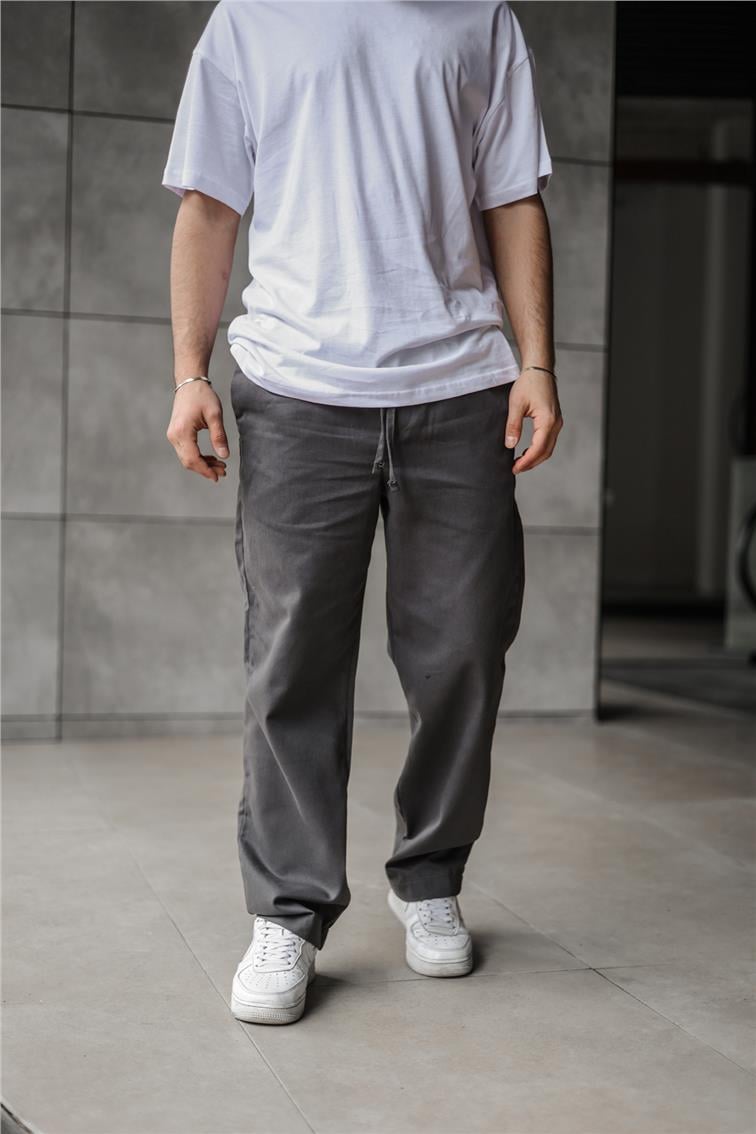 Kanvas Baggy Pantolon Füme
