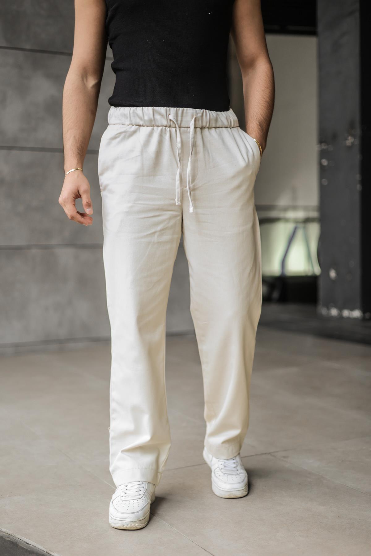 Kanvas Baggy Pantolon Krem