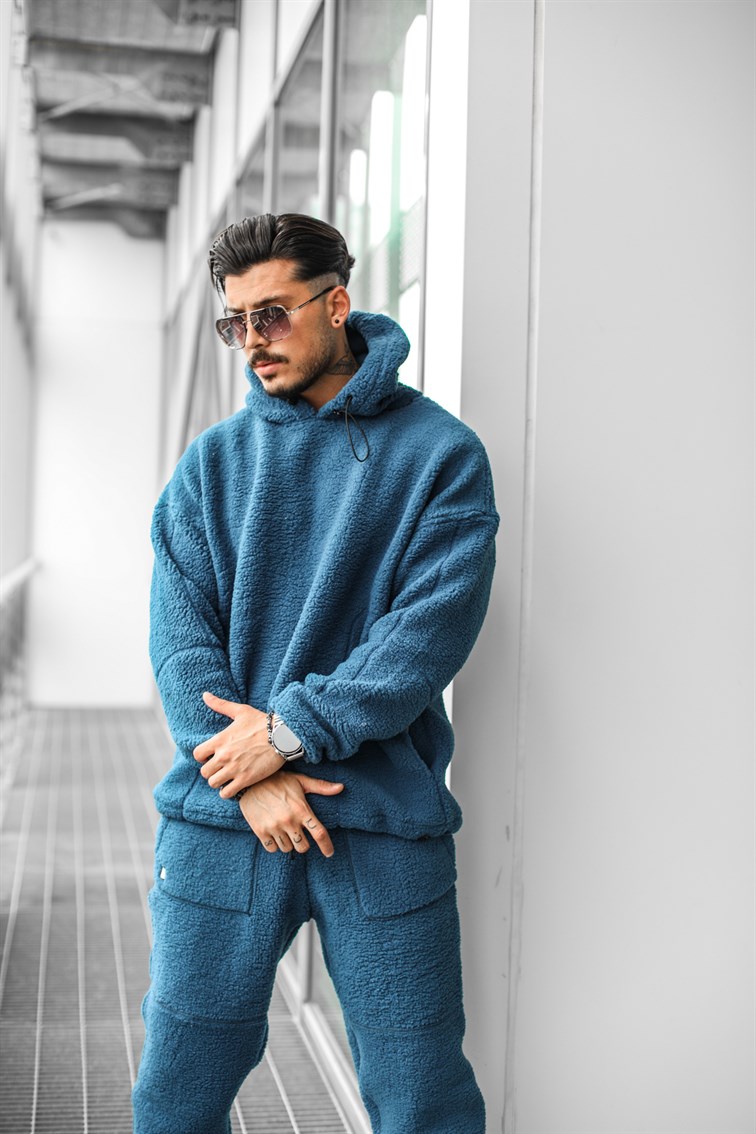 Kapüşonlu Oversize Peluş Sweatshirt