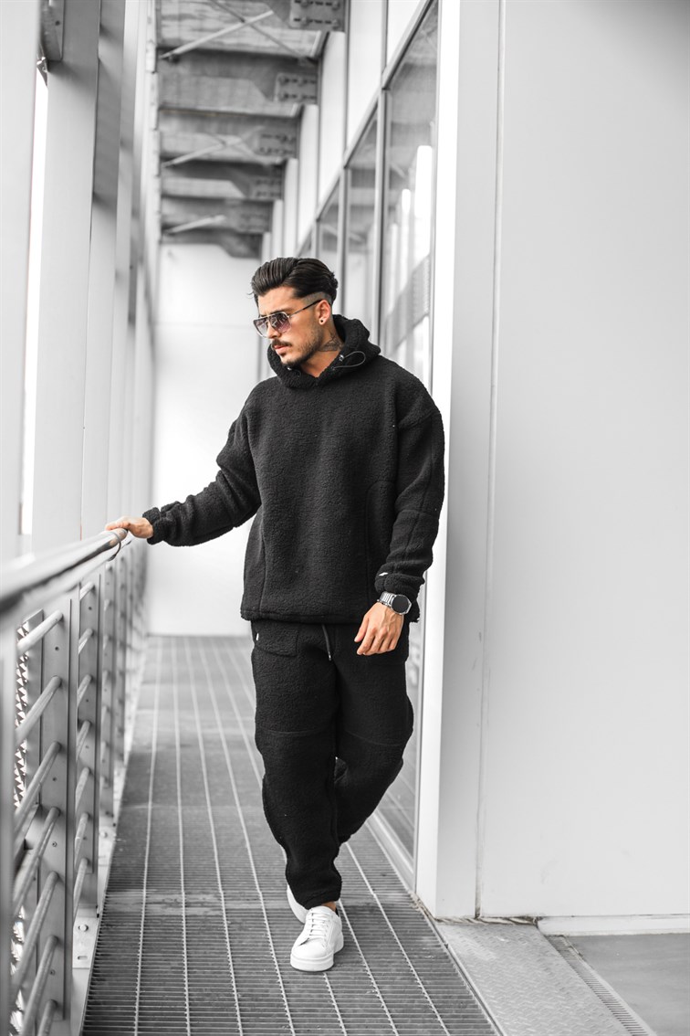 Kapüşonlu Oversize Peluş Sweatshirt