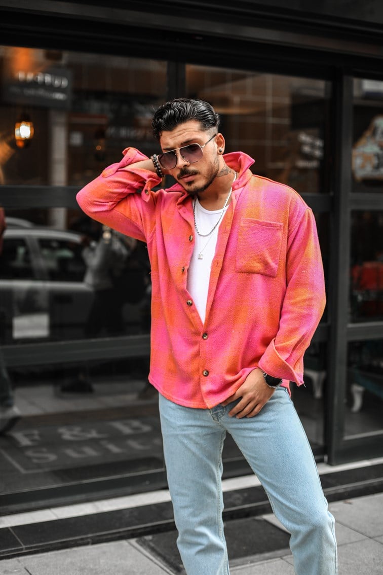 Kareli Dikiş Detaylı Oversize Oduncu Gömlek