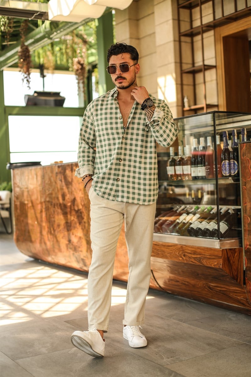 Kareli İnce Oversize Pamuklu Gömlek